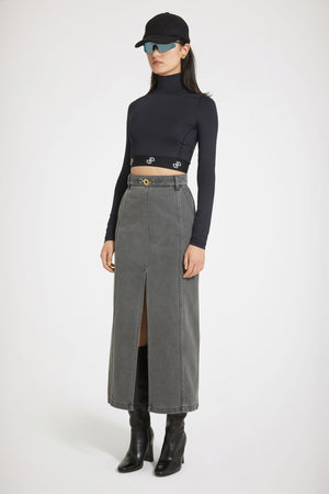 Midirock aus Bio-Baumwolldenim mit Schlitz