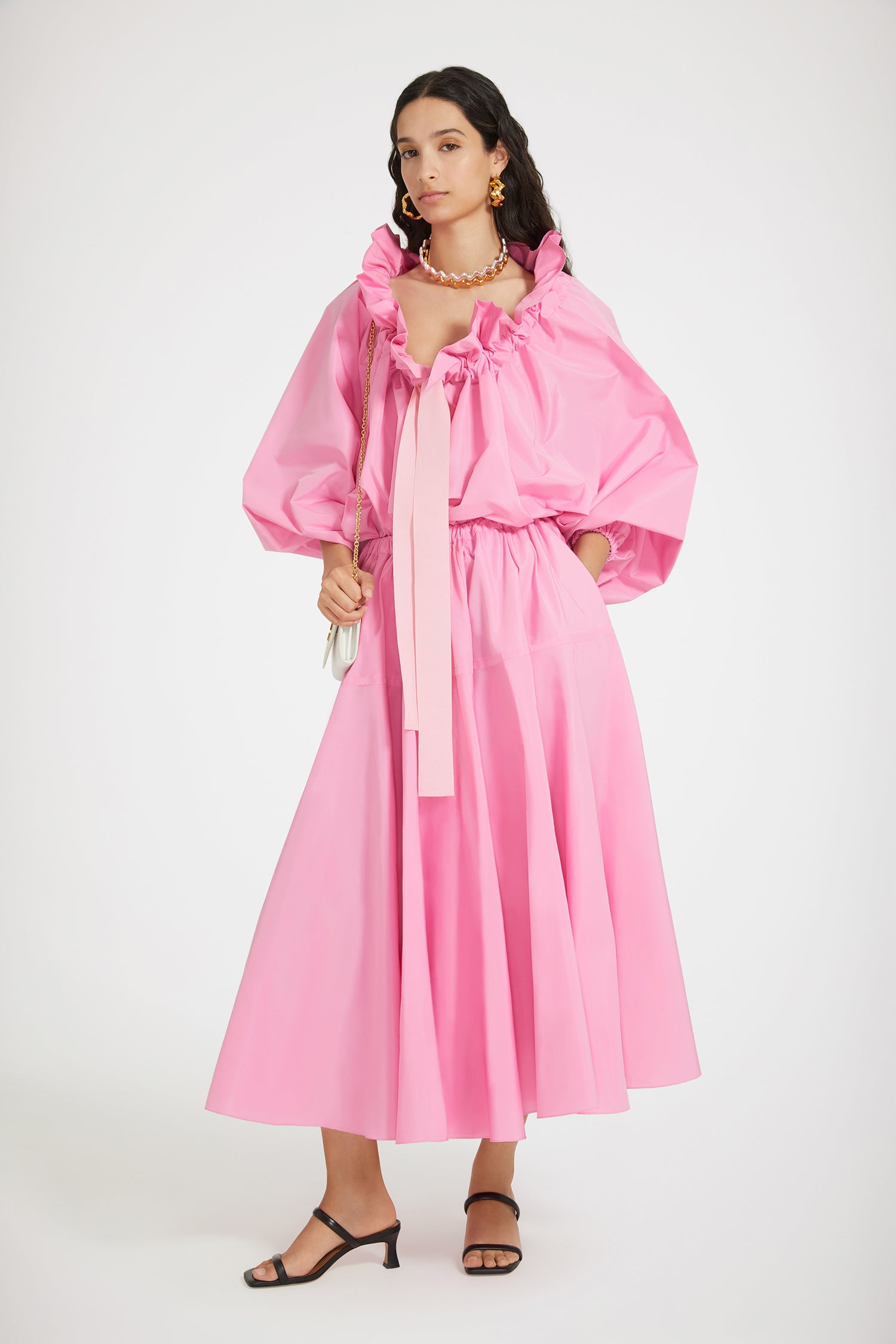 Patou - Maxi skirt in recycled faille - Pink - Volume that screams Patou!Pink recycled polyester faille skirt. High waist. Maxi length. Full volume. Elasticated waist. Seam pockets.