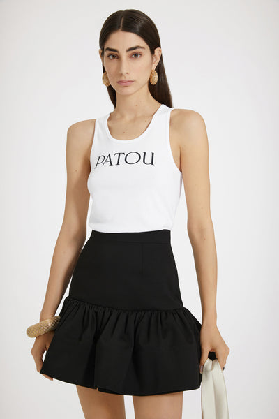 未使用タグ付き　patou コットンギャバジン ラッフル ミニ スカート　黒 SK0600074999B-02_CARMEN_grande