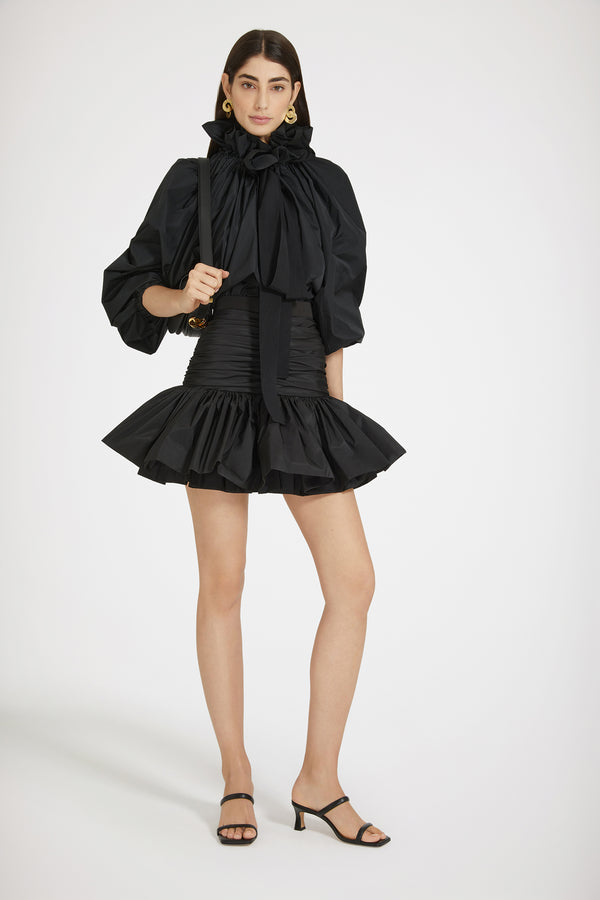 Patou - Ruffle mini skirt in recycled faille