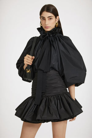 Ruffle mini skirt in recycled faille