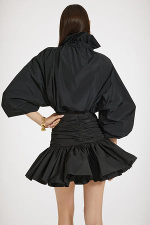 Ruffle mini skirt in recycled faille