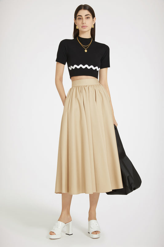 Volume midi skirt in cotton gabardine