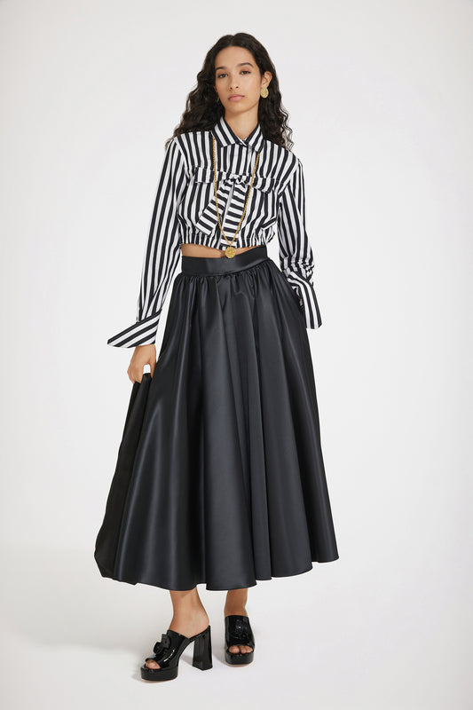 Volume midi skirt in satin