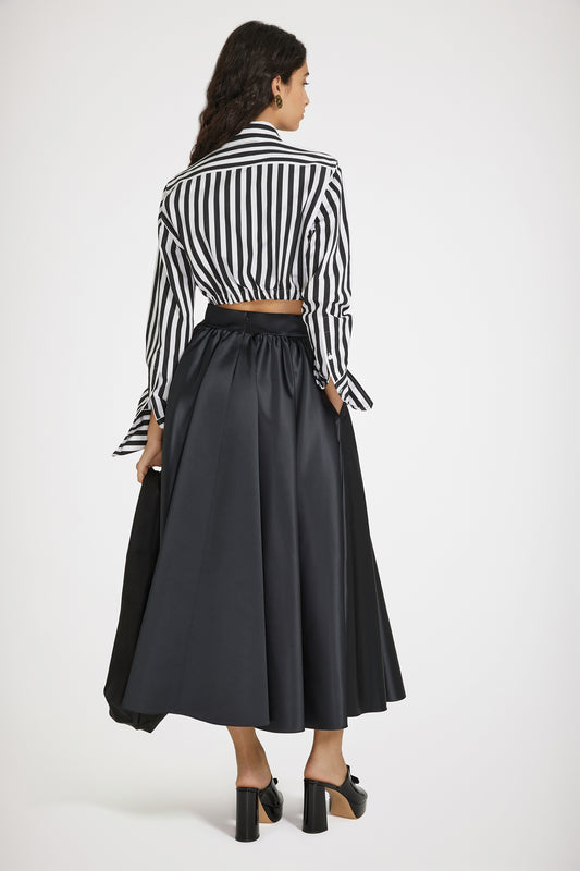Volume midi skirt in satin