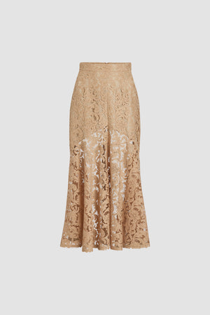 Midi mermaid skirt in organic cotton blend lace