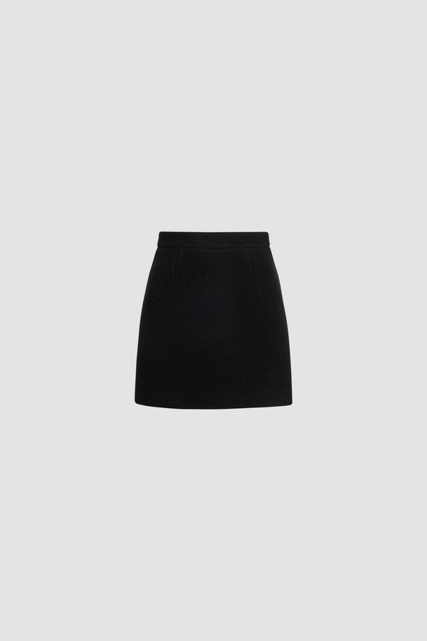 Patou - Minigonna in lana e cachemire - Black - Minigonna in misto lana e cachemire nero. Modello corto. Vita alta. Chiusura con zip sul retro. Pinces sul davanti e sul retro. Modello foderato.