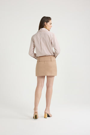 Minigonna con cintura in twill di cotone bio
