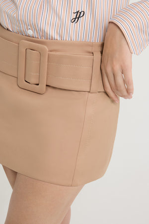 Minigonna con cintura in twill di cotone bio