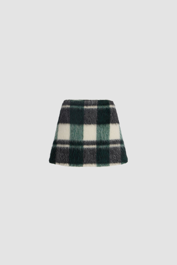 Patou - Minigonna svasata in misto lana - Pine Winter Tartan - Minigonna in misto lana con motivo tartan. Linea svasata. Modello corto. Vita alta.