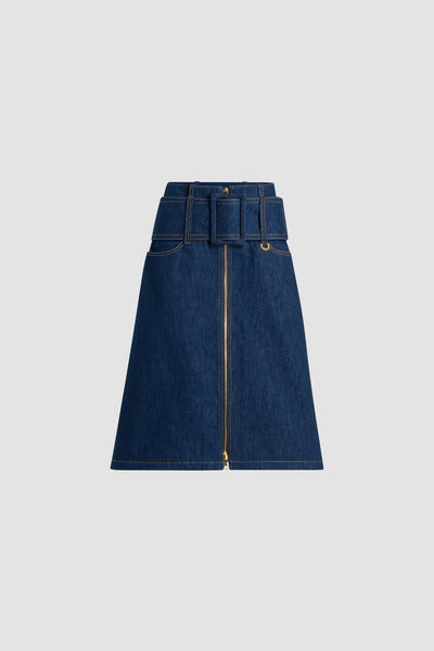 ディオール　プリーツ コットンデニム　ミディスカート　F34 Christian Dior Pleated Cotton Denim Midi Skirt F34 size US