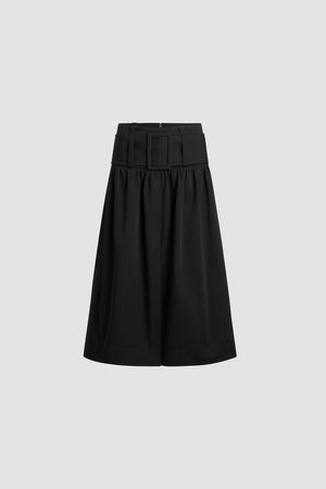 Gonna midi con cintura in gabardine di cotone bio