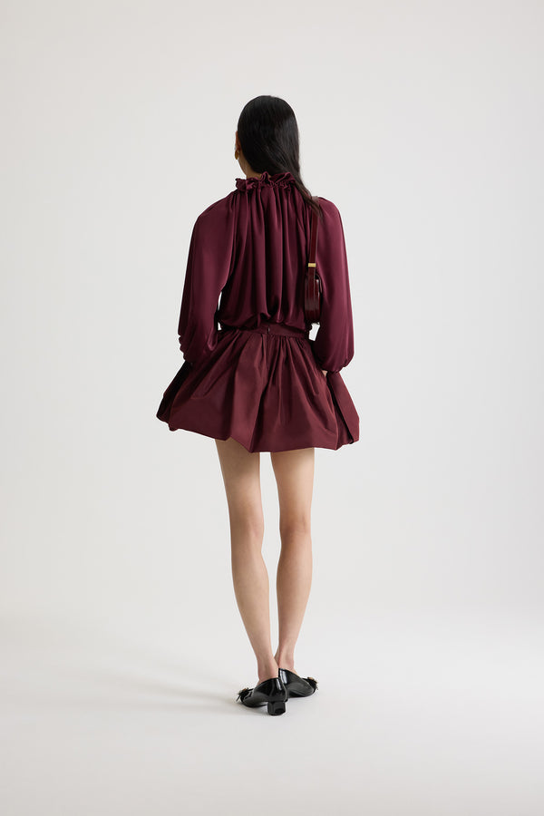 Patou - Bubble mini skirt in recycled faille - Vignola - Vignola maroon recycled polyester faille skirt. Short length. High volume silhouette that can be puffed out. High waist. Zip fastening. Pockets at the sides.