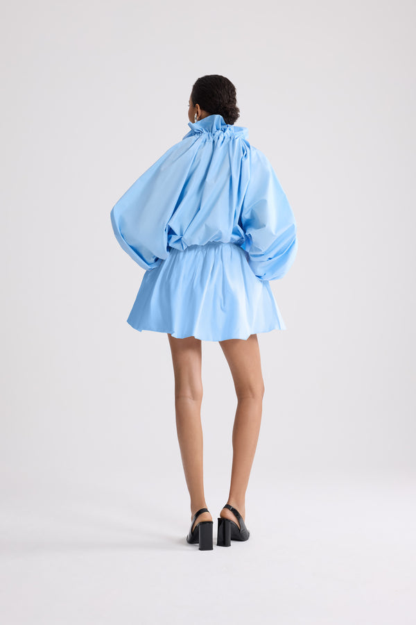 Patou - Organic Cotton Mini Bloomer Skirt - Riviera Blue - Light blue mini bloomer skirt in organic cotton. Drawstring at the waist.