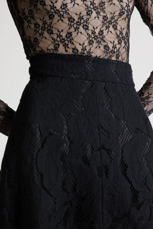 Gonna midi asimmetrica in pizzo in misto cotone bio