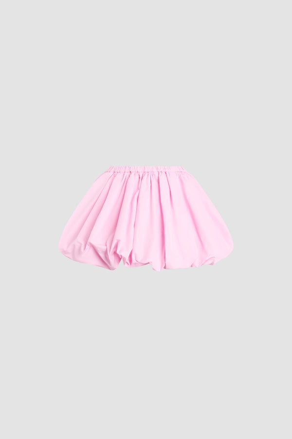 Patou - Recycled Faille Mini Bloomer Skirt - Primrose Pink - Pink mini bloomer skirt in recycled faille. Drawstring at the waist.