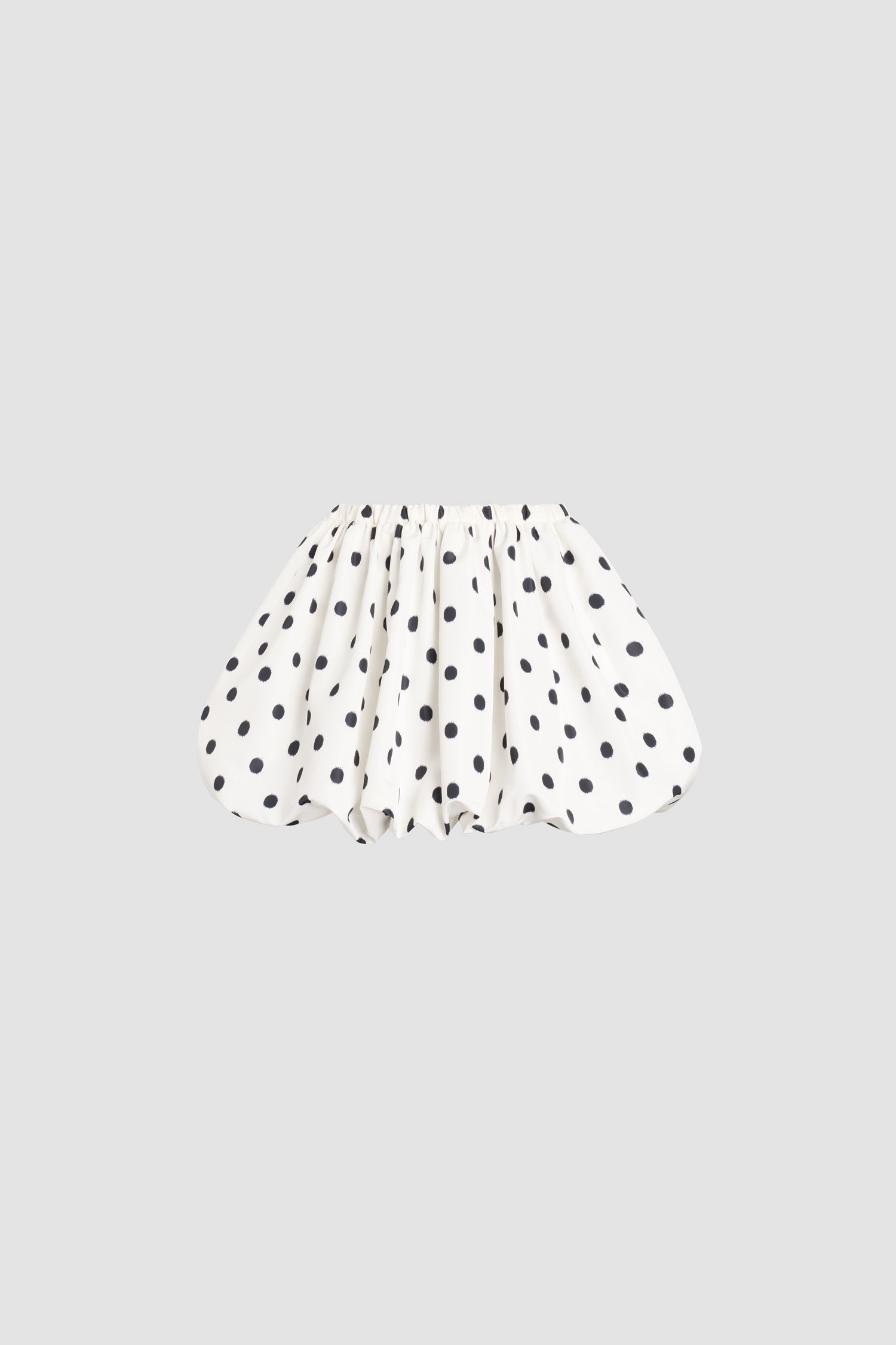 Patou - Mini gonna bloomer in faille riciclata - Cloud Dancer - Mini gonna bloomer bianca a pois blu in faille riciclata. Coulisse in vita.