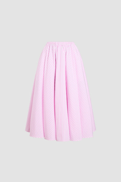 Patou | Recycled Faille Elasticated Waist Striped Midi Skirt