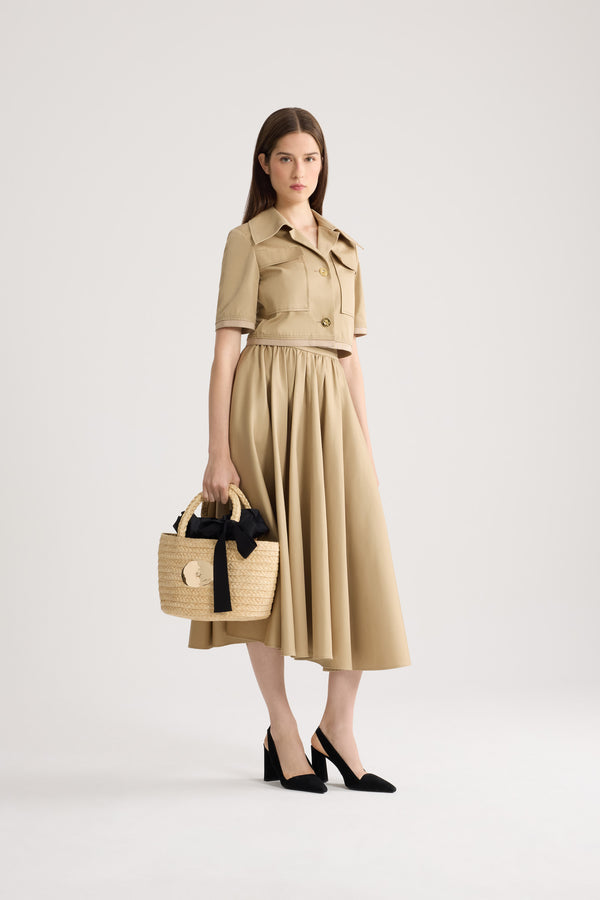 Patou - Jupe maxi volume en coton bio - Sand - Jupe maxi volume couleur sable. Longueur maxi.