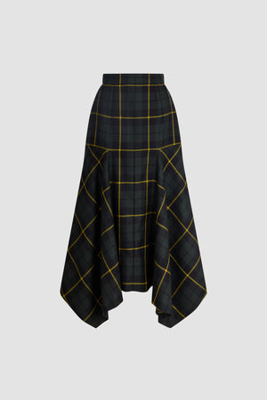 Pleated midi skirt in eco-responsible wool