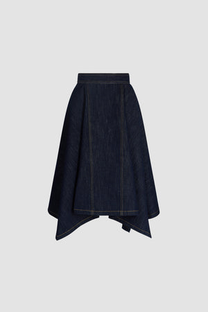 Midi skirt in cotton denim