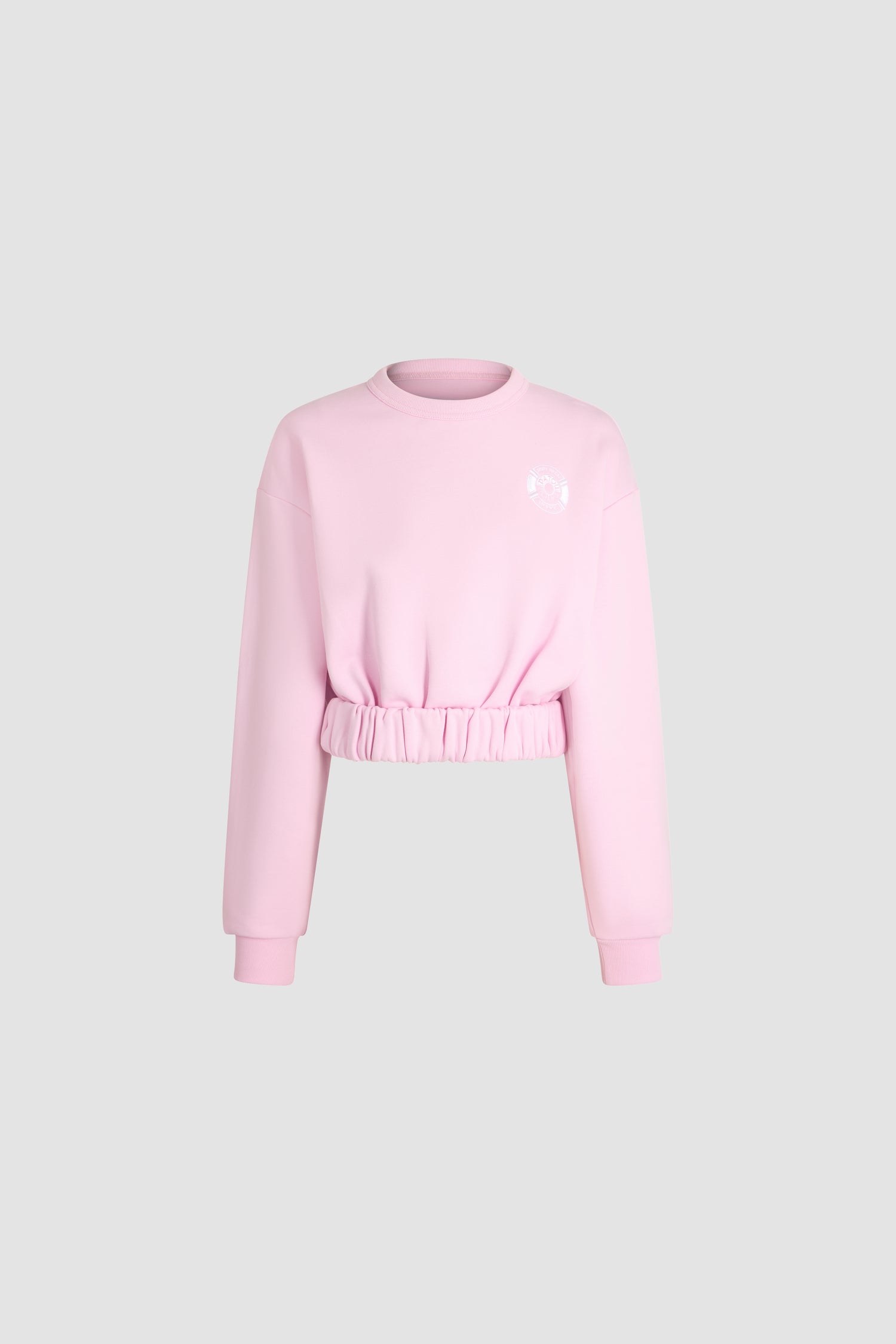 Patou - Patou x Hôtel Du Cap-Eden Roc Cropped Sweatshirt In Organic Cotton - Candy Pink - A summer capsule collection exclusively available at Hôtel du Cap-Eden-Roc.Pink sweatshirt in organic cotton. Cropped fit. High neck. Gathered waist. Long sleeves. Patou logo on the chest.