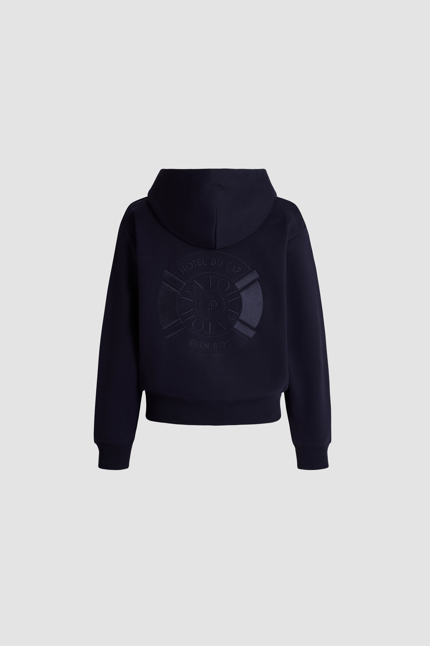 Patou - Patou X Hôtel Du Cap-Eden Roc Zipped Hoodie In Organic Cotton - Deep Sea Blue - A summer capsule collection exclusively available at Hôtel du Cap-Eden-Roc.https://edenrocrivieracollection.com/Organic cotton hoodie in navy blue. Features a front zip closure. Hood with adjustable drawstrings. Ribbed cuffs and hem. Straight silhouette.