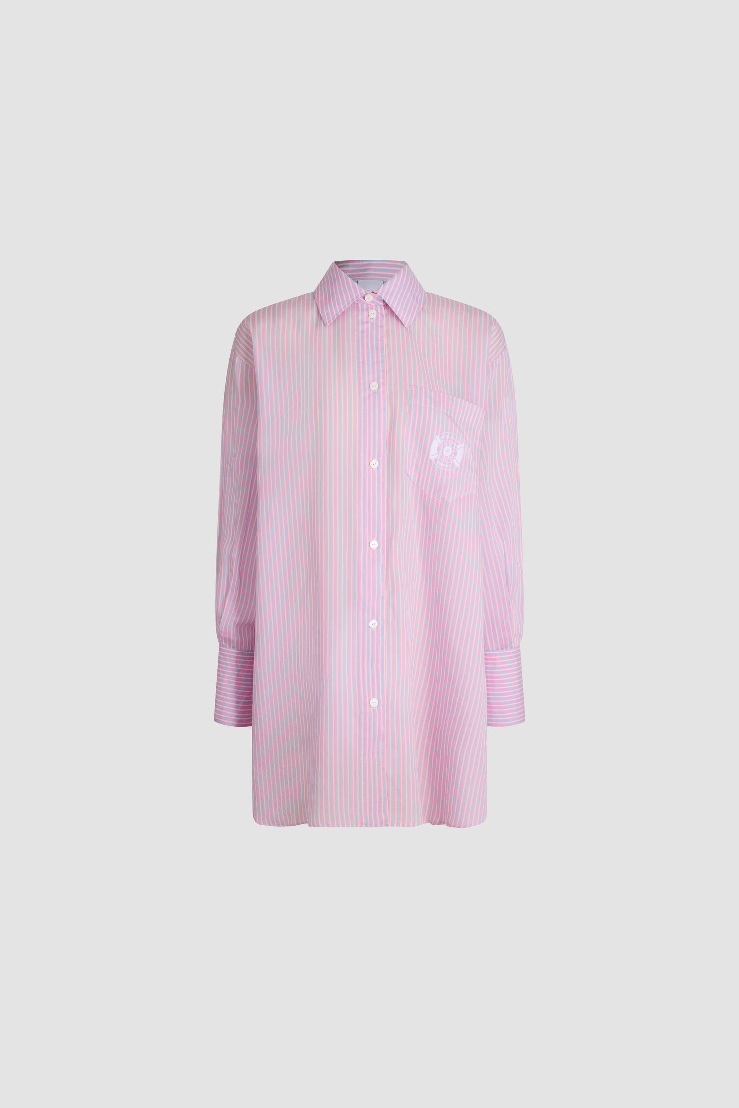 Patou - Patou x Hôtel Du Cap-Eden Roc Oversized Beach Shirt In Blended Lyocell And Silk - Eden Beach Stripes - A summer capsule collection exclusively available at Hôtel du Cap-Eden-Roc.Pink oversized striped shirt in blended lyocell and silk. Classic collar. Button fastening. Long sleeves. Chest pocket.
