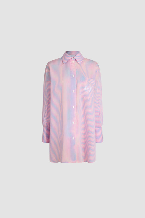 Patou - Patou x Hôtel Du Cap-Eden Roc Oversized Beach Shirt In Blended Lyocell And Silk - Eden Beach Stripes - A summer capsule collection exclusively available at Hôtel du Cap-Eden-Roc.Pink oversized striped shirt in blended lyocell and silk. Classic collar. Button fastening. Long sleeves. Chest pocket.