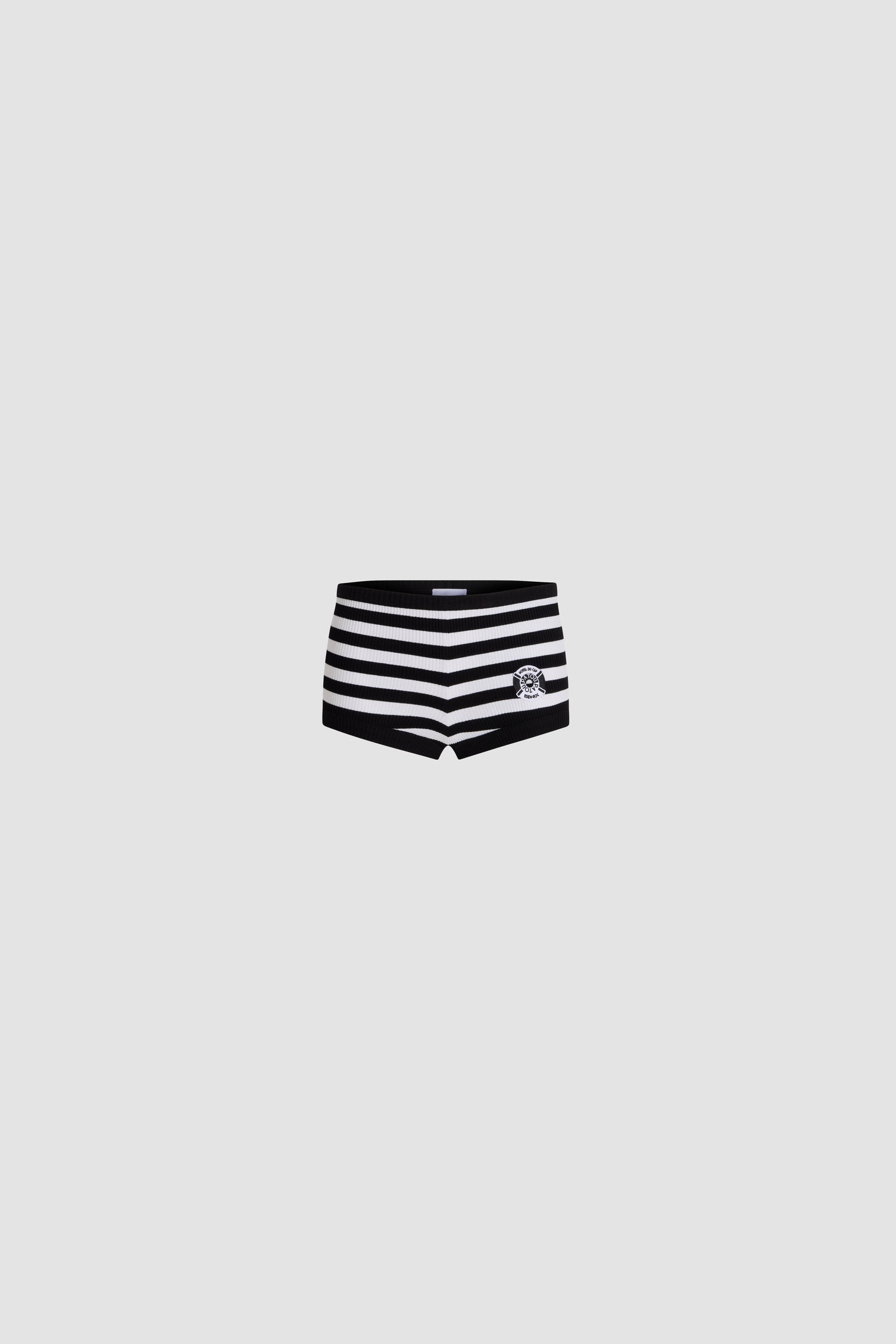 Patou - Patou x Hôtel Du Cap-Eden Roc Cotton Ribbed Striped Shorts - Black White Stripes - A summer capsule collection exclusively available at Hôtel du Cap-Eden-Roc.Black and white striped shorts. Blended cotton material. Elasticated waist.