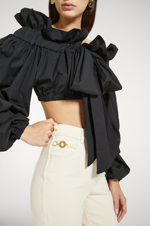 Cropped drawstring top in sustainable cotton