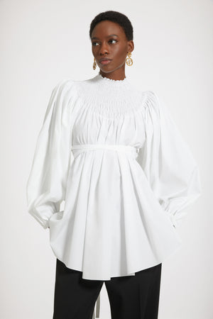 Smock collar tunic in organic cotton
