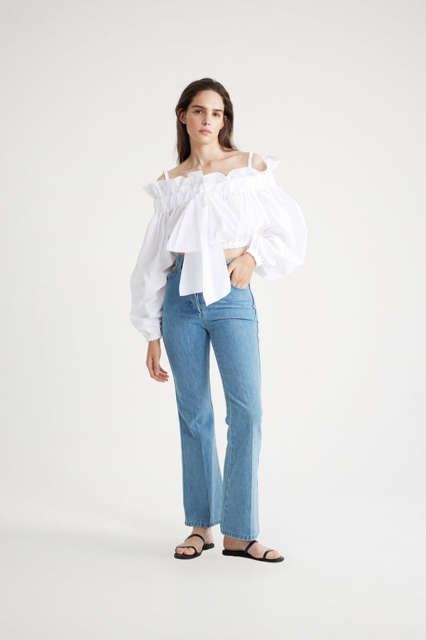 Patou - Cropped drawstring top in sustainable cotton
