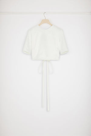 Open back top in satin