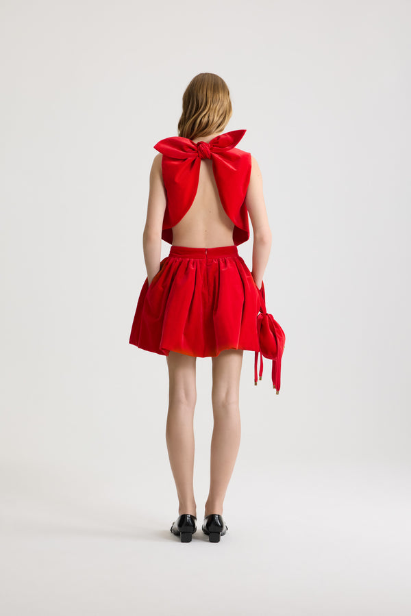 Patou - オーガニックコットンベルベット ンのスカーフトップ - Red - オーガニックコットンベルベットのレッドトップ。ショート丈。結び留めのスリットバック。この作品は、ギョーム・アンリがデザインしたカプセル「イブニング」のアイテムです。特別な機会をスタイルと洗練さで不朽のものにするために。