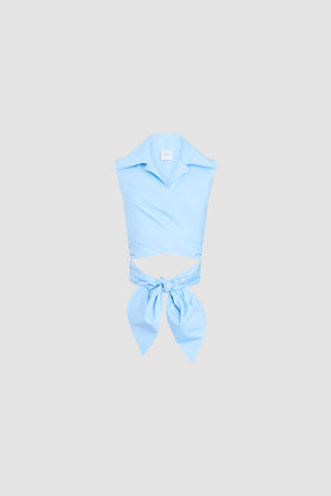 Top Drappeggiato Senza Maniche in Cotone Biologico
