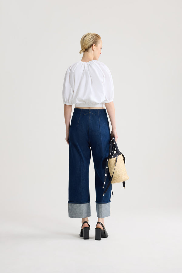 Patou - オーガニックコットン バブルトップス - White - ホワイトカラーのオーガニックコットン製 バブルトップス。半袖。この作品は、ギヨーム・アンリがデザインした「Patou Plage」カプセルコレクションからのもので。