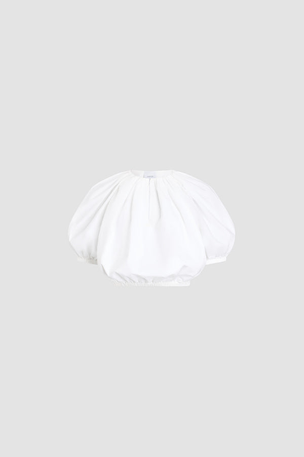 Patou - オーガニックコットン バブルトップス - White - ホワイトカラーのオーガニックコットン製 バブルトップス。半袖。この作品は、ギヨーム・アンリがデザインした「Patou Plage」カプセルコレクションからのもので。