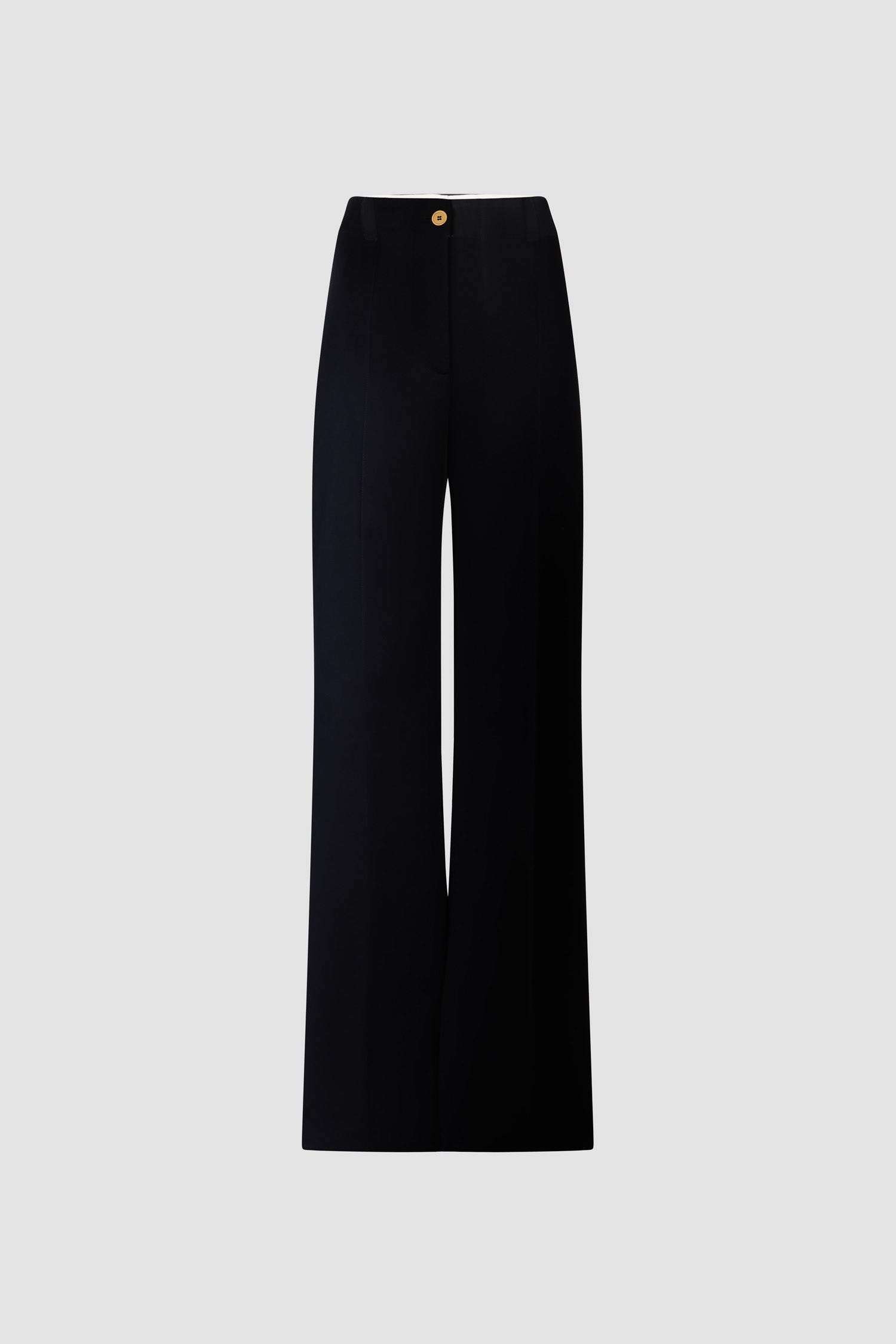 Patou - オーガニックコットン アイコン ロングパンツ - Night Blue - ネイビーブルーカラーのオーガニックコットン製 アイコニックなロングパンツ。ストレートカット。ハイウエスト。ゴールドトーンのボタンクロージャー。