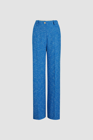 Iconic long trousers in sustainable wool and organic cotton tweed