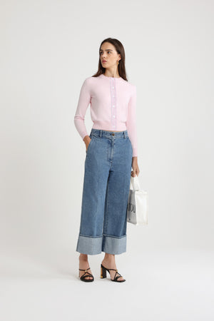 Pantalone iconico in denim con risvolto