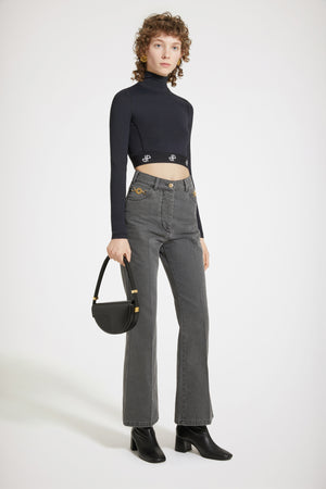 Flared trousers in organic cotton denim