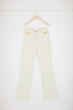 Flared trousers in regenerated cotton denim