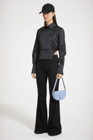 Hose mit ausgestelltem Bein aus Stretch-Tweed