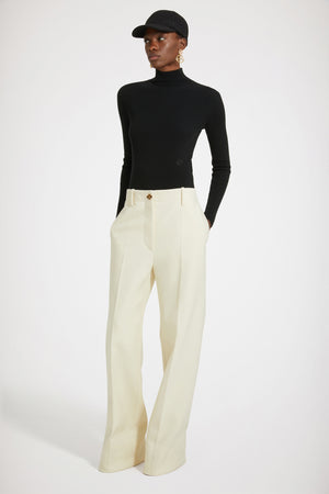Iconic long trousers in wool-blend felt