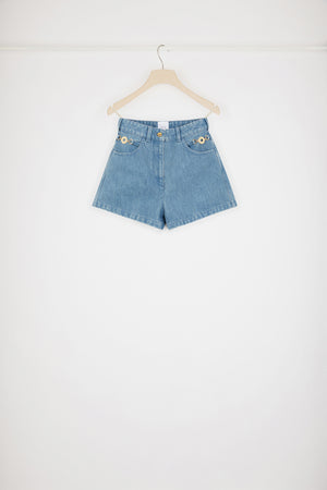 コットンデニム ミニショートパンツ