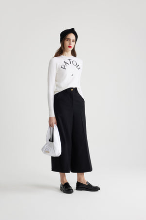 Wide-legged trousers in sustainable wool and cashmere blend