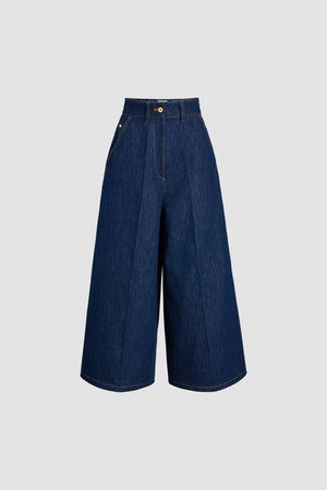 Pantalon large en denim bio
