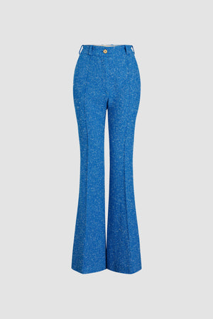 Flared trousers in sustainable wool and organic cotton tweed