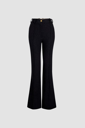 Ausgestellte Tweedhose aus nachhaltiger Wolle und Bio-Baumwolle